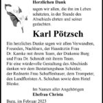 Danksagung Karl Pötzsch