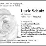 Traueranzeige Lucie Schulz, geb. Schneider