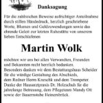 Danksagung Martin Wolk
