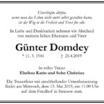 Traueranzeige Günter Domdey