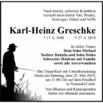 Traueranzeige Karl-Heinz Greschke
