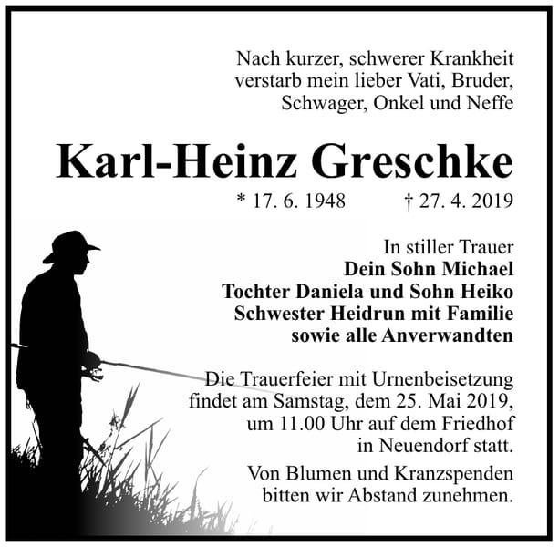 Traueranzeige Karl-Heinz Greschke