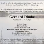 Traueranzeige Gerhard Dimke