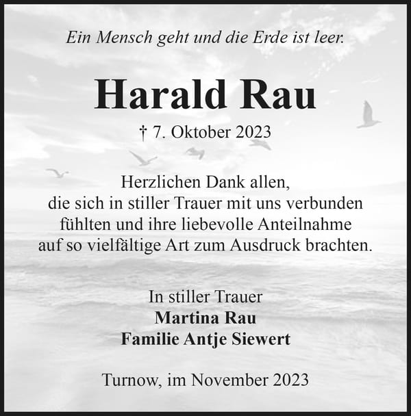 Traueranzeige Harald Rau