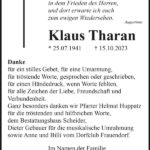 Danksagung Klaus Tharan