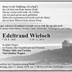 Traueranzeige Edeltraud Wieloch