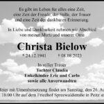 Traueranzeige Christa Bielow