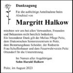 Danksagung Margritt Halkow