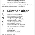 Danksagung Günther Alter