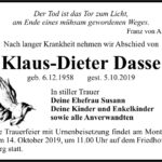 Traueranzeige Klaus-Dieter Dasse