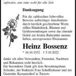 Danksagung Heinz Bossenz