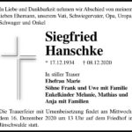 Traueranzeige Siegfried Hanschke