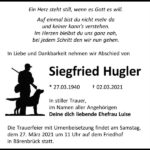 Traueranzeige Siegfried Hugler