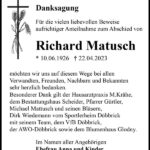 Danksagung Richard Matusch