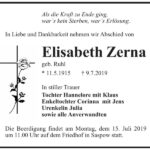 Traueranzeige Elisabeth Zerna, geb. Ruhl