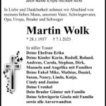 Traueranzeige Martin Wolk
