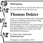 Danksagung Thomas Dokter