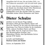 Danksagung Dieter Schulze