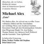 Danksagung Michael Alex