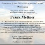 Danksagung Frank Mettner