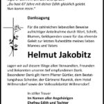 Danksagung Helmut Jakobitz