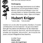 Danksagung Hubert Krüger
