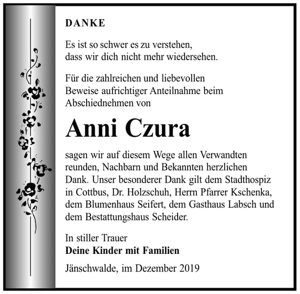 Danksagung Anni Czura