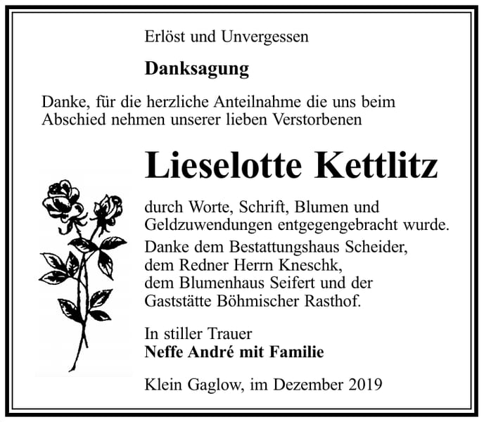 Danksagung Lieselotte Kettlitz
