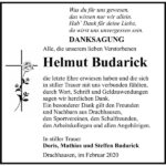 Danksagung Helmut Budarick