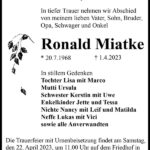 Traueranzeige Ronald Miatke