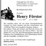 Danksagung Henry Förster