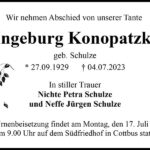 Traueranzeige Ingeburg Konopatzki, geb. Schulze