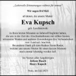 Danksagung Eva Kupsch, geb. Leschniewski