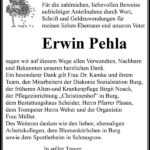 Danksagung Erwin Pehla