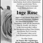 Danksagung Inge Rose