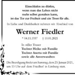 Traueranzeige Werner Fiedler