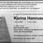 Traueranzeige Karina Hannusch
