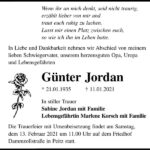 Traueranzeige Günter Jordan