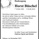 Danksagung Horst Büschel