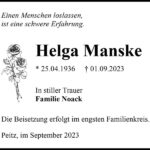 Traueranzeige Helga Manske