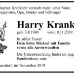 Traueranzeige Harry Kranke