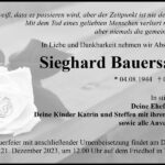 Traueranzeige Sieghard Bauersachs
