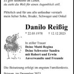 Traueranzeige Danilo Reißig