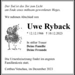 Traueranzeige Uwe Ryback