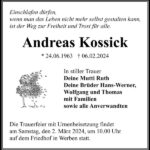 Traueranzeige Andreas Kossick