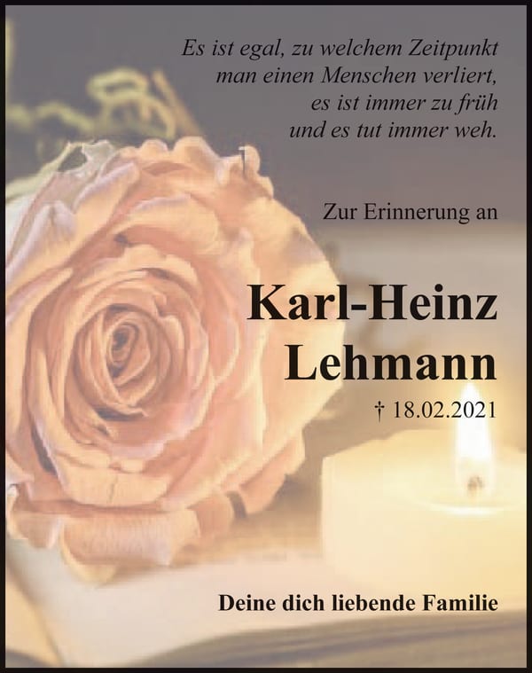 Traueranzeige Karl-Heinz Lehmann