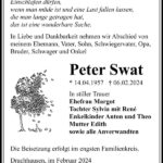 Traueranzeige Peter Swat