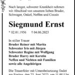 Traueranzeige Siegmund Ernst