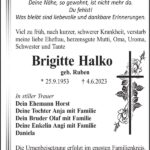 Traueranzeige Brigitte Halko, geb. Ruben