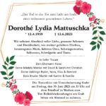 Traueranzeige Dorothé Lydia Mattuschka